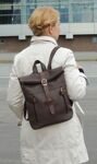 Практичный городской коричневый кожаный рюкзак Natalia Kalinovskaya «Час Пик»