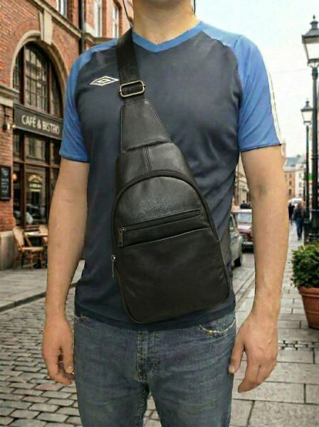 Черная мужская кожаная сумка Natalia Kalinovskaya «Эдгар»